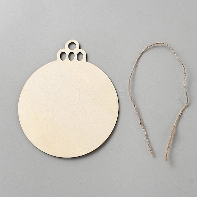 Unfinished Blank Wooden Round Pendants for Painting Arts WOOD-WH0131-77B-1