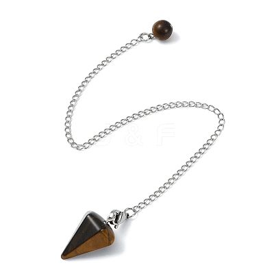 Cone Natural Gemstone Pointed Dowsing Pendulums HJEW-JM04866-1