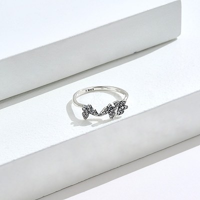 Anti-Tarnish Rhodium Plated 925 Sterling Silver Cuff Rings RJEW-BB66961-1