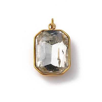 High Polished 316 Stainless Steel Faceted Glass Pendants STAS-K258-48G-02-1