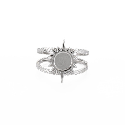 201 Stainless Steel Open Cuff Finger Ring Enamel Settings STAS-S119-159A-P-1