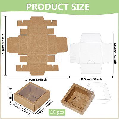 Square Paper Biscuit Boxes with Clear PVC Window CON-WH0098-16C-03-1