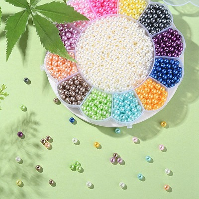 13 Style Spray Painted ABS Plastic Imitation Pearl Beads OACR-YW0001-41-1