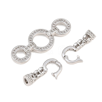 Brass Micro Pave Clear Cubic Zirconia Fold Over Clasps KK-P354-03P-1