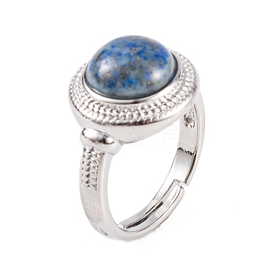 Natural Lapis Lazuli Round Adjustable Rings RJEW-K271-04P-11-1