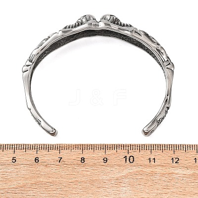 Skeleton 304 Stainless Steel Cuff Bangles for Women BJEW-C148-07AS-1