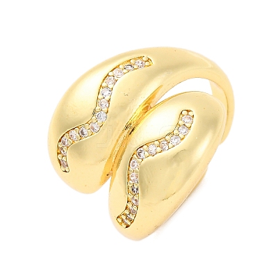 Brass Micro Pave Clear Cubic Zirconia Cuff Rings for Women RJEW-U047-29G-1