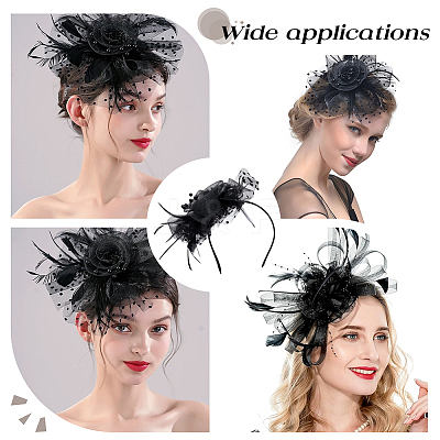 Polyester Mesh Veil Hair Bands OHAR-WH0034-12A-1