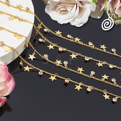 DIY Brass Micro Pave Clear Cubic Zirconia Curb Chains Necklaces/Bracelets Making Kits DIY-BBC0002-63G-1