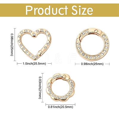 15Pcs 3 Styles Zinc Alloy Spring Gate Rings FIND-CJ0004-77-1