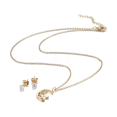 304 Stainless Steel Rhinestone Jewelry Sets SJEW-H301-12G-1