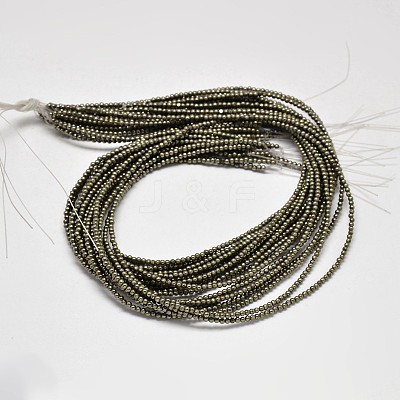 Natural Pyrite Round Beads Strands G-F197-10-3mm-1
