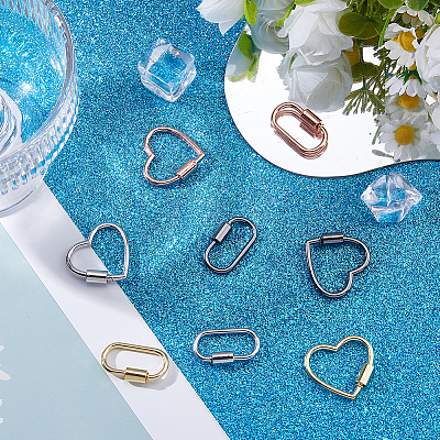 8Pcs 2 Styles 4 Colors Alloy Screw Carabiner Lock Charms FIND-DC0008-31A-1