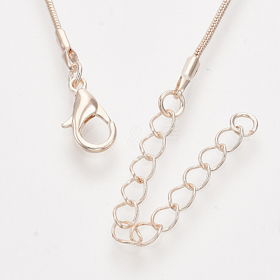 Brass Round Snake Chain Necklaces X-MAK-T006-11A-RG-1