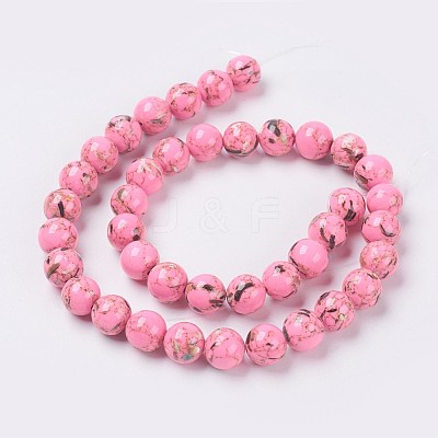 Sea Shell and Synthetic Turquoise Assembled Beads Strands G-G758-M-6mm-1