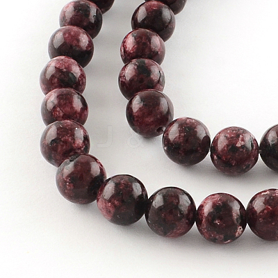Dyed Natural Sesame Jasper Round Beads Strands X-G-R342-8mm-11-1
