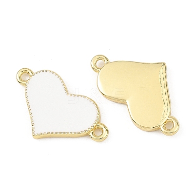 Brass Enamel Heart Links Connector Charms KK-B198-01G-A-1