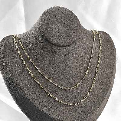 Brass Double Layer Necklaces NJEW-D302-53G-1