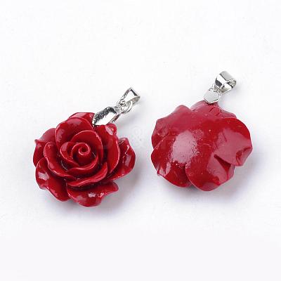 Dyed Synthetic Coral Pendants CORA-S023-17-1