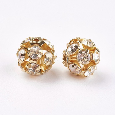 Brass Clear Rhinestone Beads LS-RB-A017-10mm-G-1