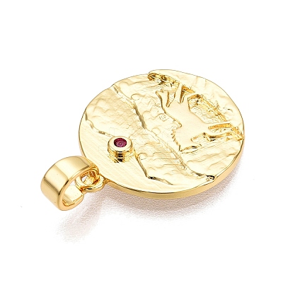 Brass Micro Pave Cubic Zirconia Pendants KK-T070-37G-1