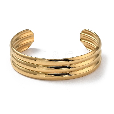 Ion Plating(IP) 304 Stainless Steel Cuff Bangles for Women BJEW-Z078-15G-1