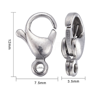 Tarnish Resistant 304 Stainless Steel Lobster Claw Clasps X-STAS-AB12-1