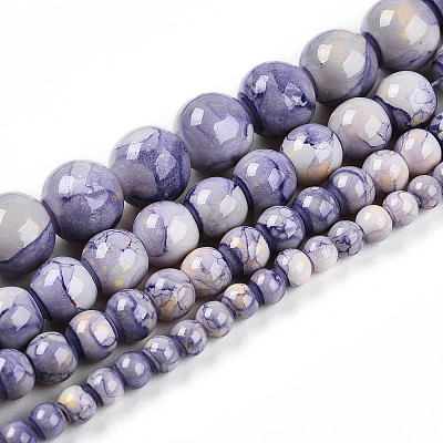 Baking Paint Glass Beads Strands DGLA-N003-6mm-C08-1