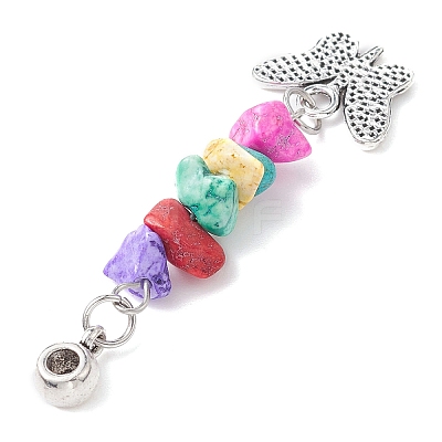 Dyed Synthetic Turquoise Chip Pendants PALLOY-JF02238-02-1