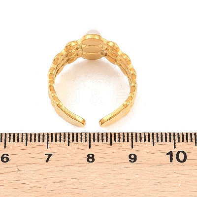 304 Stainless Steel with ABS Plastic Pearl Cuff Open Rings RJEW-Z137-01G-1
