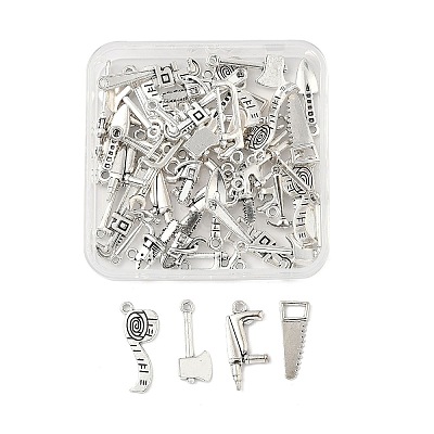 50Pcs 10 Styles Tibetan Style Alloy Pendants TIBE-FP0001-13-1