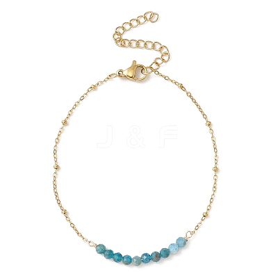 4Pcs 4 Style Natural Mixed Gemstone Beaded Link Braclet with Satellite Chains BJEW-JB09496-01-1