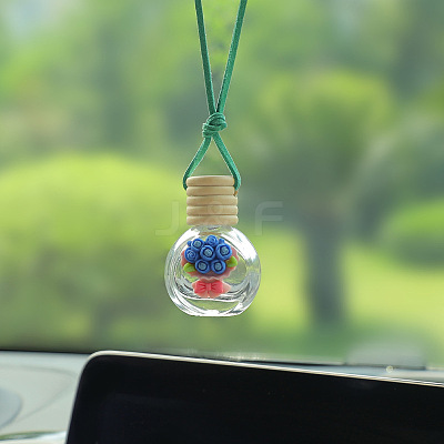 Empty Glass Perfume Bottle Pendants with Wood Cap DJEW-PW0002-04B-1