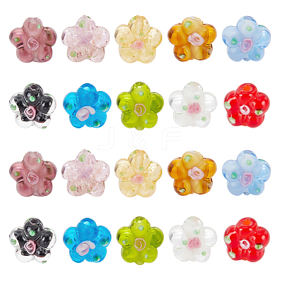 20Pcs 10 Colors Handmade Lampwork Beads LAMP-PH0001-15-1