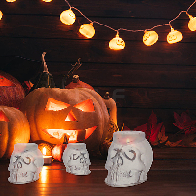 3Pcs 3 Style Halloween Skull Candle Silicone Statue Molds CAND-FH0001-04-1