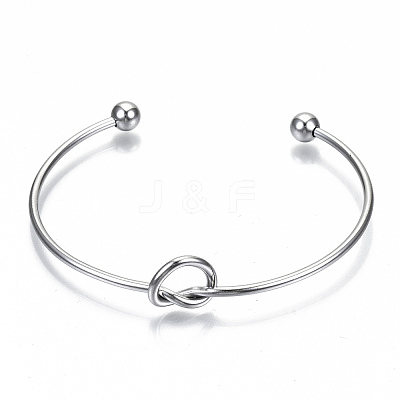 Tarnish Resistant 304 Stainless Steel Love Knot Cuff Bangle Making X-MAK-S073-001P-1