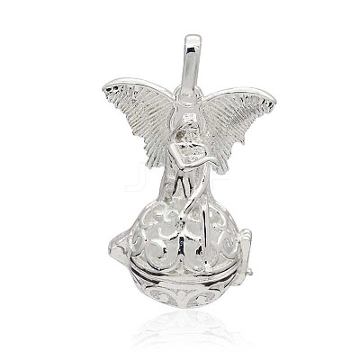 Silver Color Plated Brass Hollow Round Cage Pendants KK-J250-17S-1