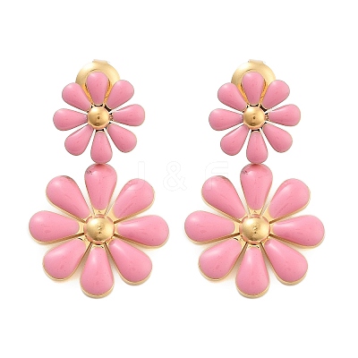 304 Stainless Steel Enamel Stud Earrings EJEW-S226-01G-02-1