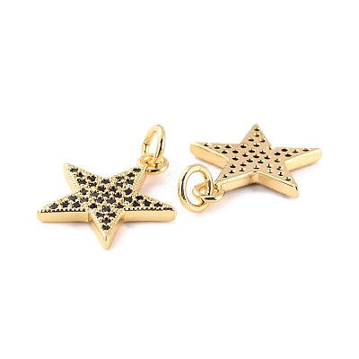 Brass Micro Pave Clear Cubic Zirconia Charms ZIRC-Z018-15G-B-1