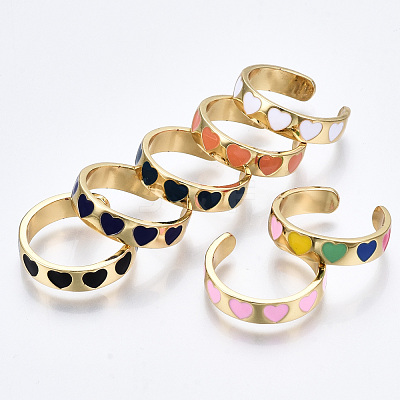 Brass Enamel Cuff Rings RJEW-S045-076-NR-1