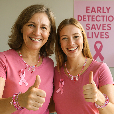Breast Cancer Pink Awareness Themed DIY Beads & Pendants Jewelry Making Finding Kits DIY-PH0029-48A-1