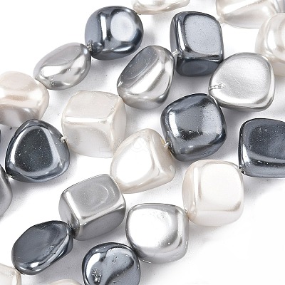 Electroplated Shell Pearl Beads Strands BSHE-D301-02F-1