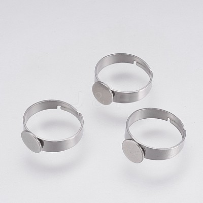 Tarnish Resistant Adjustable 304 Stainless Steel Pad Ring Settings X-STAS-I088-I-01P-1