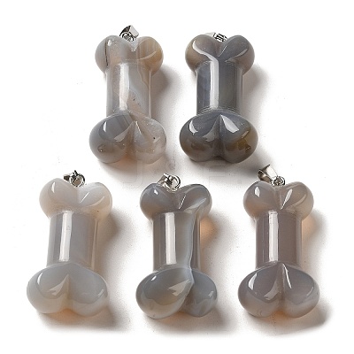 Natural Grey Agate Pendants G-K353-02P-05-1