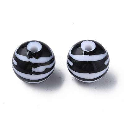 Opaque Striped Acrylic Beads MACR-S373-27B-10-1