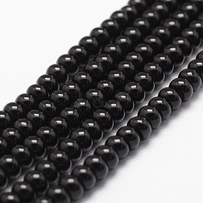 Natural Black Onyx Beads Strands G-P161-19-6x3mm-1