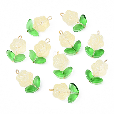 10Pcs Glass Pendants PALLOY-YW00063-04-1