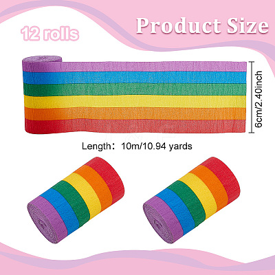 Rainbow Crepe Paper Streamers for Graduation Baby Shower Gender Reveal Birthday Party Decor DIY-WH0622-448-1