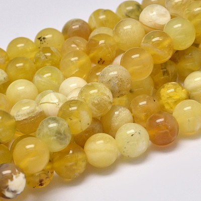 Natural Yellow Opal Round Bead Strands G-M296-02-6mm-1