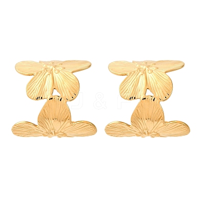 Flower with C-Shaped 304 Stainless Steel Stud Earrings for Women EJEW-A131-01B-G-1